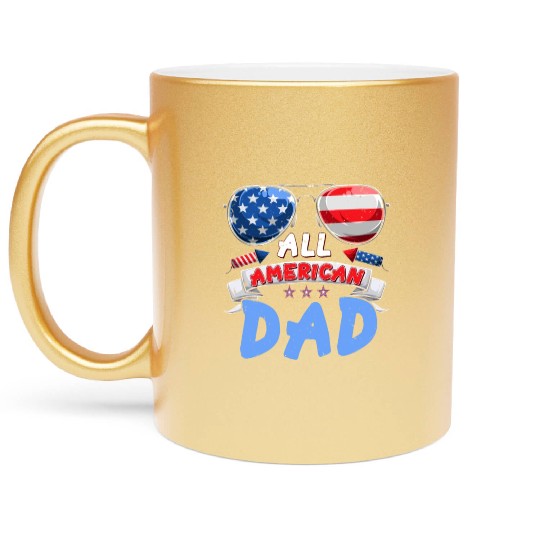 All American Dad US Patriots Fathers America Party Metallic Mugs