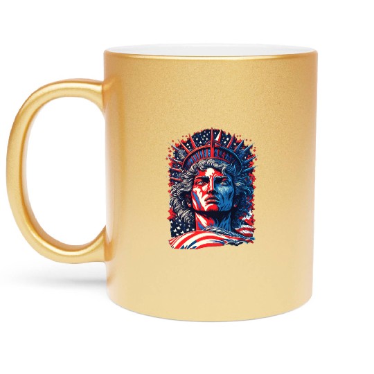 Statue of Liberty Face USA Metallic Mugs