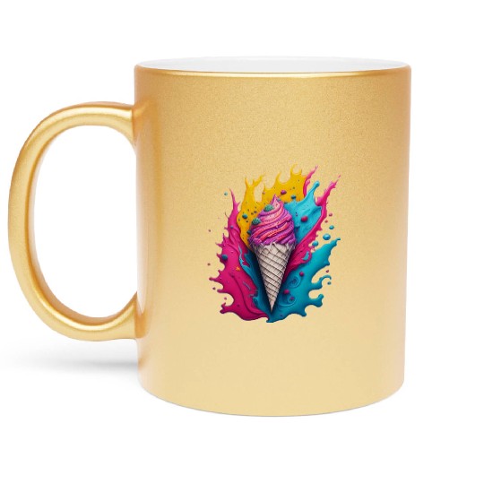 Neon Ice Cream Splash Metallic Mugs