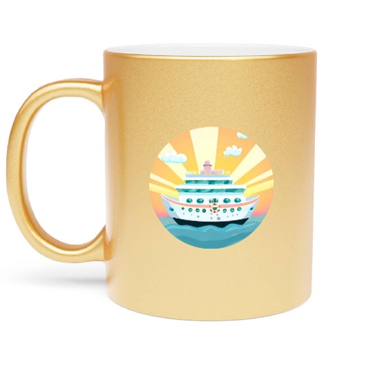 Cruise Ship at Sunset - Dream Voyage Design Metallic Mugs
