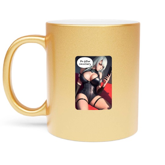 Cyberpunk Waifu Influencer Design 3 Metallic Mugs