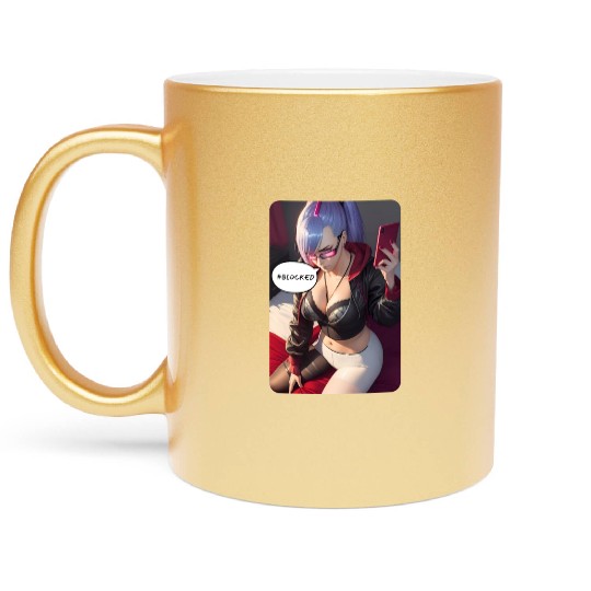 Cyberpunk Waifu Influencer Design 4 Metallic Mugs