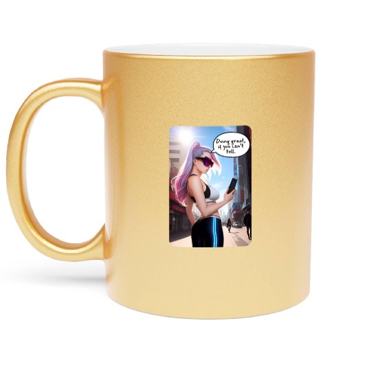 Cyberpunk Waifu Influencer Design 7 Metallic Mugs