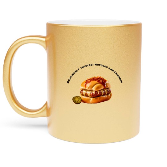 Hotdog bun with churros Metallic Mugs design
