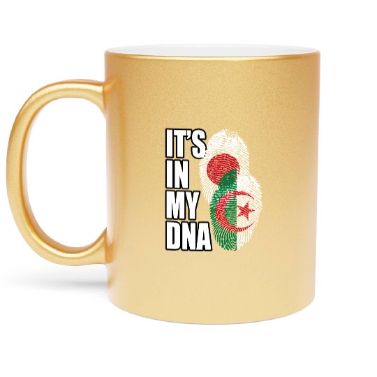 Japanese And Algerian Mix Dna Flag Heritage Metallic Mugs