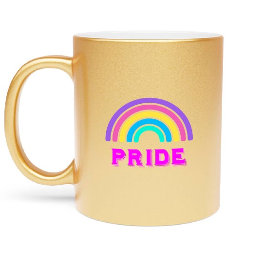Prideful Rainbow Celebrating Pride Month Metallic Mugs