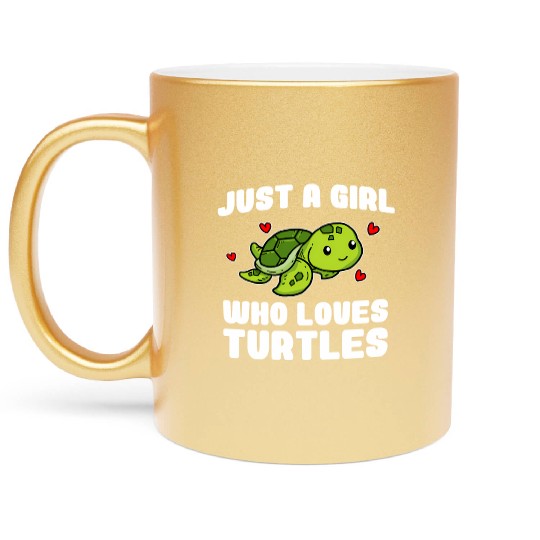 Just A Who Loves Turtles Sea Turtle Metallic Mugs