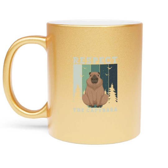Retro Respect The Capybara Capybara Lover Meme Metallic Mugs