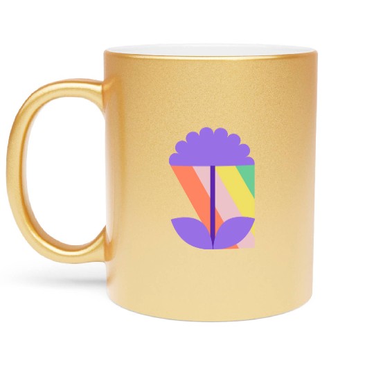 Rainbow Flower Nature Happy Camping Metallic Mugs