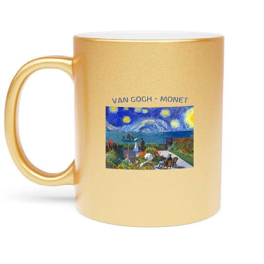 Starry Night Garden At Sainte Adresse Impressionis Metallic Mugs