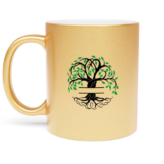 Yggdrasil the tree of life with nameplate Metallic Mugs