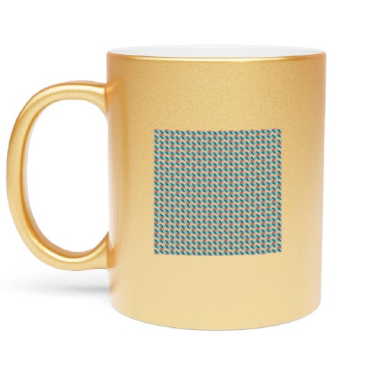 Retro Orange Teal Pattern Metallic Mugs