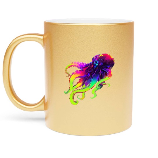 Neon Octopus Metallic Mugs