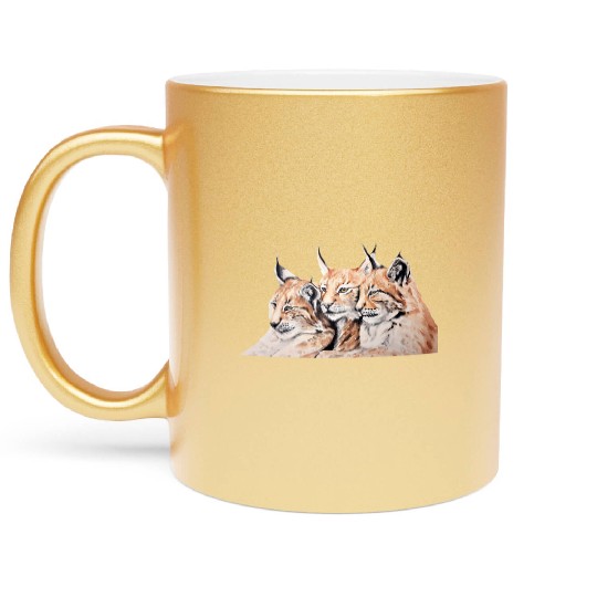 Design of lion cubs, king of the forest Metallic Mugs