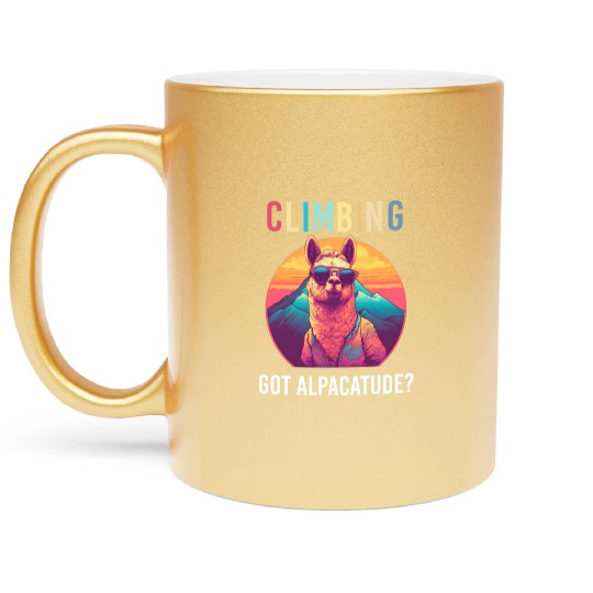 Funny Alpaca with Sunglasses - Alpacatude Metallic Mugs