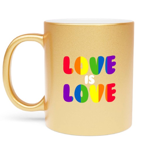 Love Is Love Rainbow LGBTQ Gay Pride Love Is Love Metallic Mugs