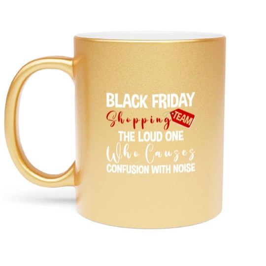 Black Friday Shopping Team 2 Metallic Mugs