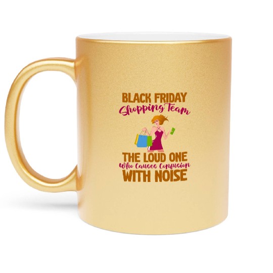 Black Friday Shopping Team 4 Metallic Mugs