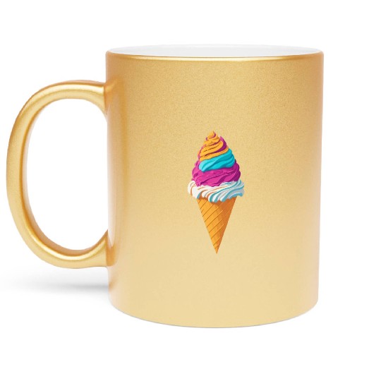 Colorful ice cream icon Metallic Mugs