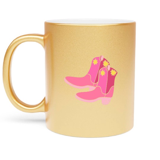 Pink Cowgirl Boots Cowgirl Metallic Mugs