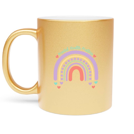 Mental Health Matters | Rainbow Peach Candy Metallic Mugs