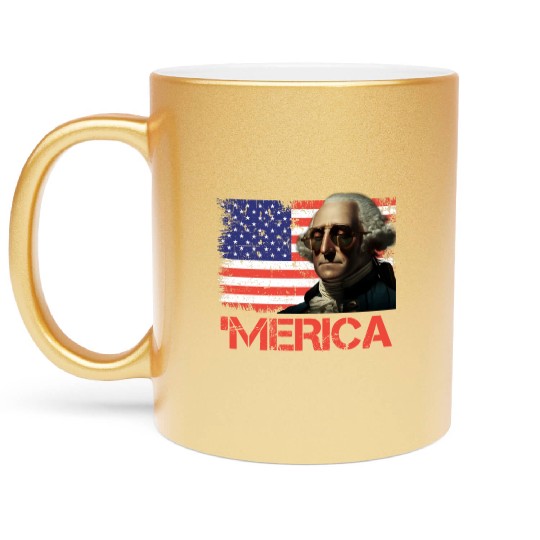 Merica George Washington Independence Day USA Metallic Mugs