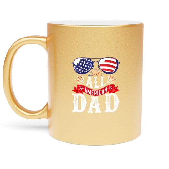 All American Dad America Pride US Patriot Metallic Mugs