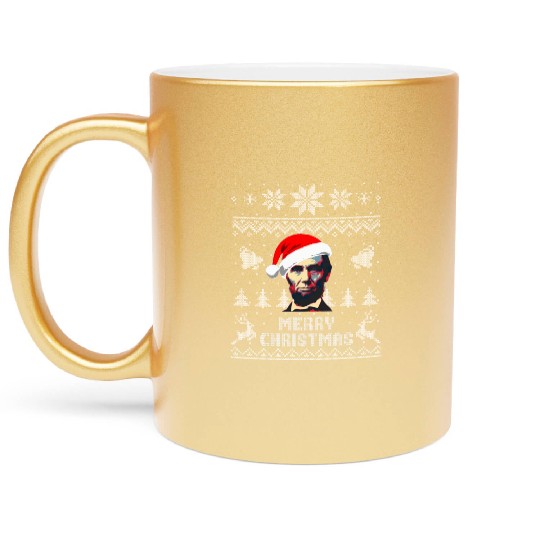 Abraham Lincoln Merry Christmas Metallic Mugs