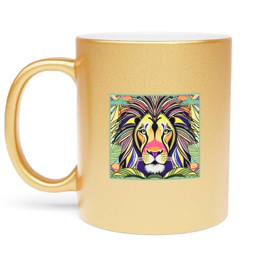 Lion in the jungle Metallic Mugs