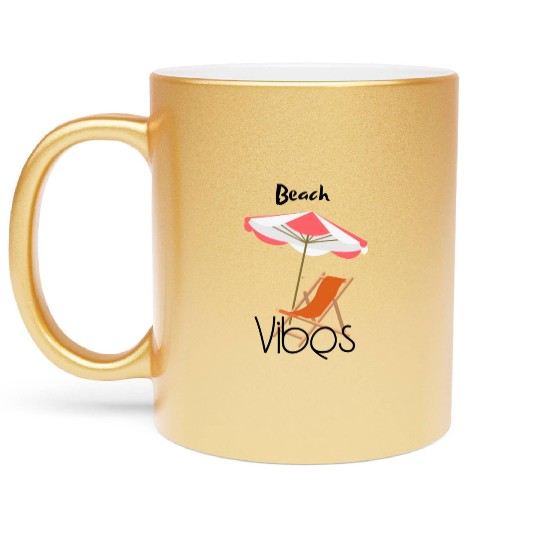 "Beach Vibes Metallic Mugs: Embrace the Sun and Sand!"