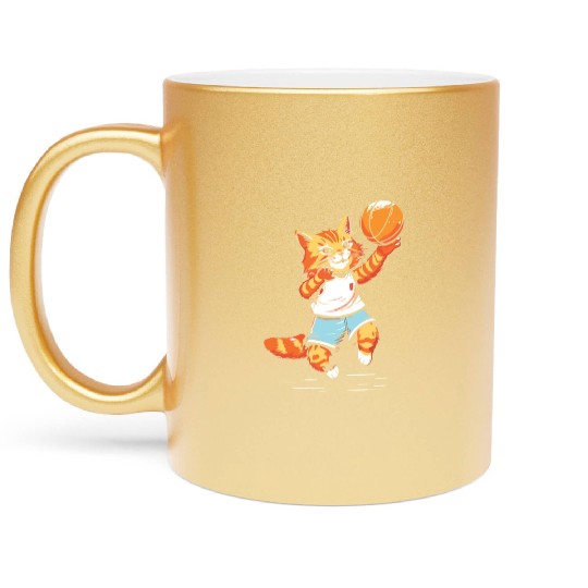 Basketball Cat Basketball Player I Love Basketball Metallic Mugs