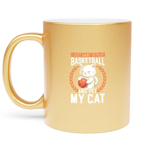 Basketball Cat Basketball Player I Love Basketball Metallic Mugs