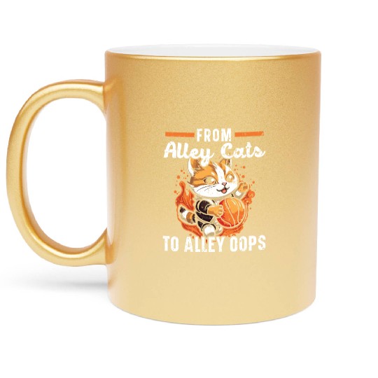 Basketball Cat Basketball Player I Love Basketball Metallic Mugs