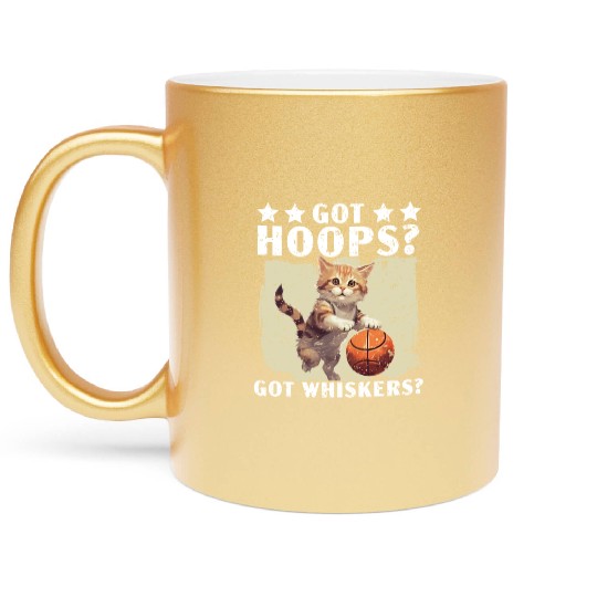 Basketball Cat Basketball Player I Love Basketball Metallic Mugs