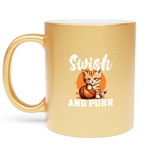 Basketball Cat Basketball Player I Love Basketball Metallic Mugs
