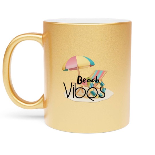 "Beach Vibes Metallic Mugs: Embrace the Sun and Sand!"