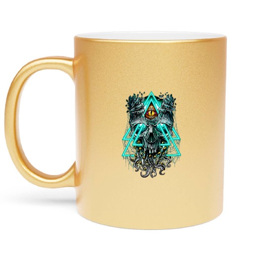 Cthulhu illuminati evil monster Metallic Mugs