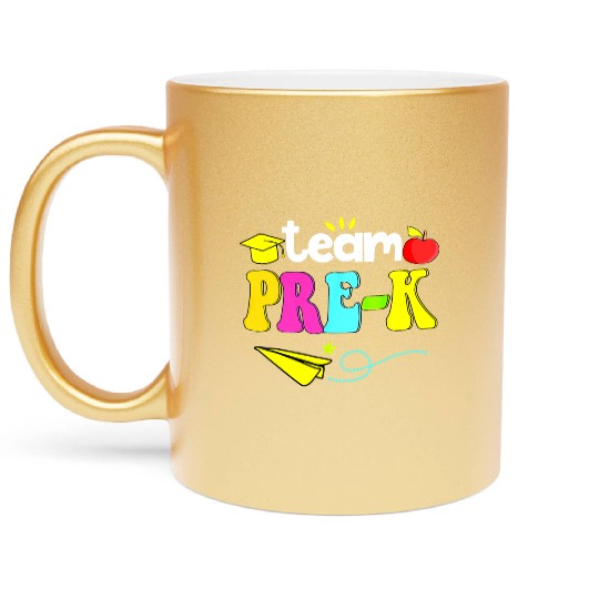 Happy Back To School Team Pre K Preschool Teacher Metallic Mugs