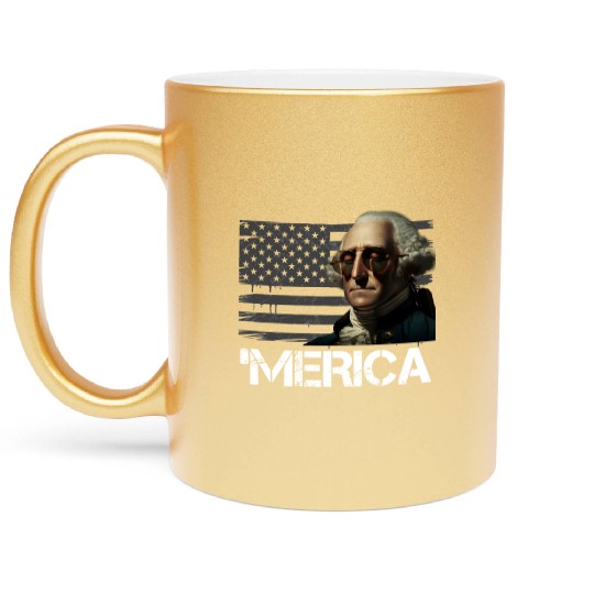 Merica George Washington Independence Day USA Metallic Mugs