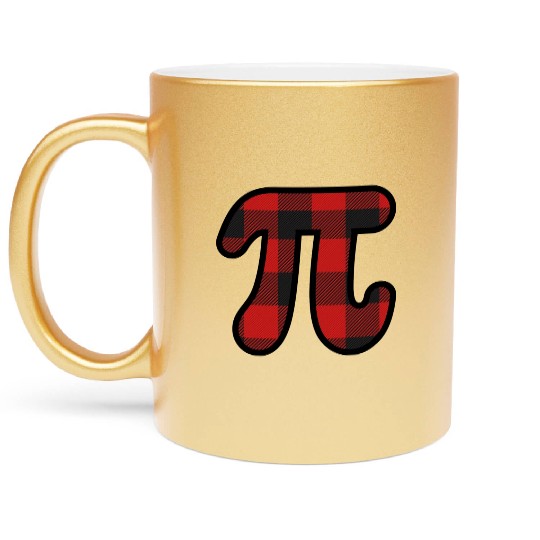 Pi Day Cute Buffalo Plaid Metallic Mugs