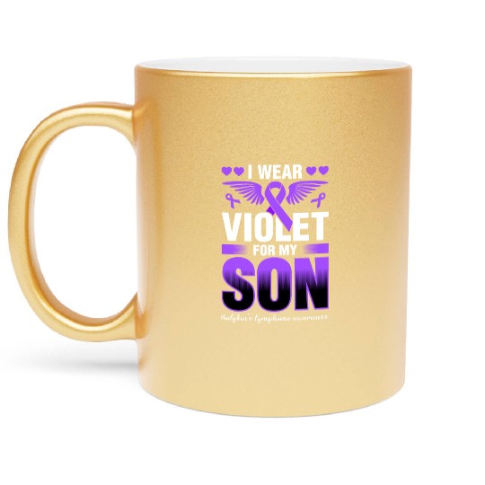 I Wear Violet For My Son Hodgkins Lymphoma Metallic Mugs