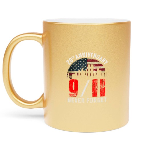 Vintage 20th Anniversary 911 Never Forget 2001 Metallic Mugs