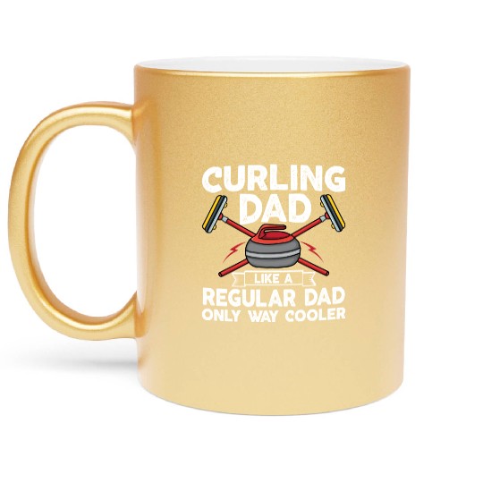 Curling Dad Like A Regular Dad But Cooler Retro Metallic Mugs