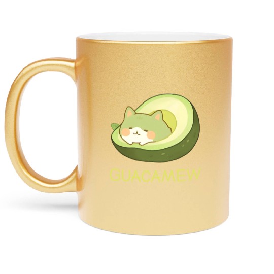 Guacamew Funny Avocado Kawaii Cat Lover Metallic Mugs
