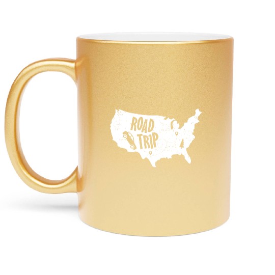 Road Trip US Map | Vacation Travel Metallic Mugs