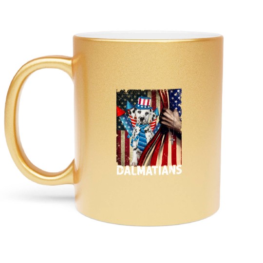 Dalmatian 4th of July pride flag Metallic Mugs