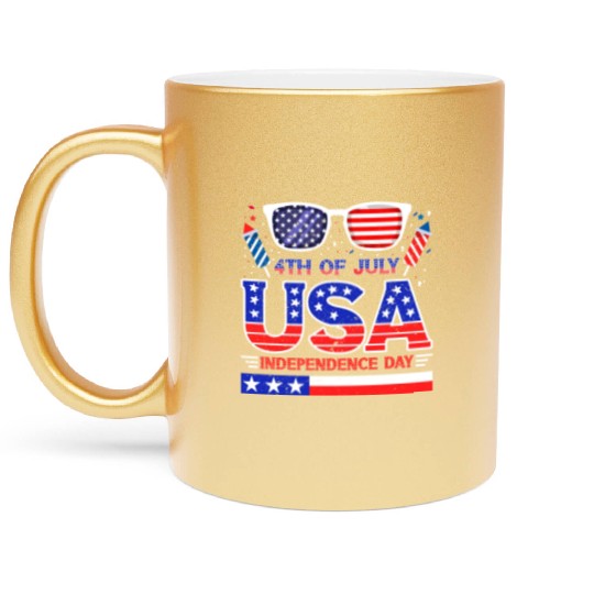 4th July USA Independence Day All American Pride Metallic Mugs