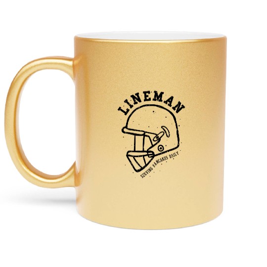 Lineman Serving Pancakes Daily Foot Ball Helmet Metallic Mugs