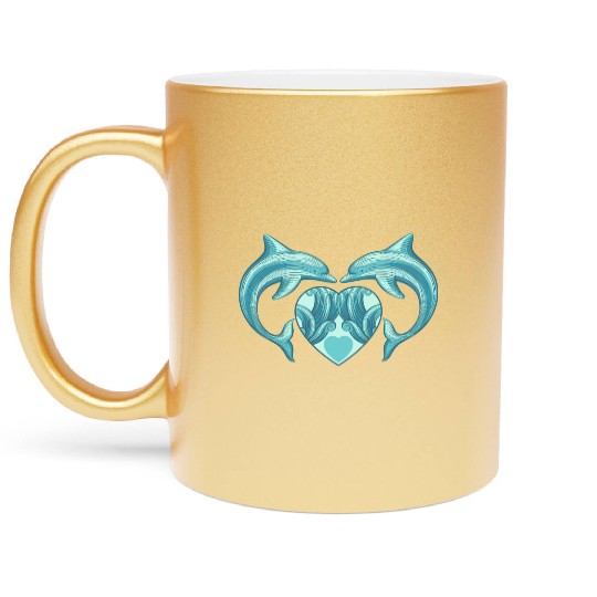 Dolphin Love Valentine Love Metallic Mugs