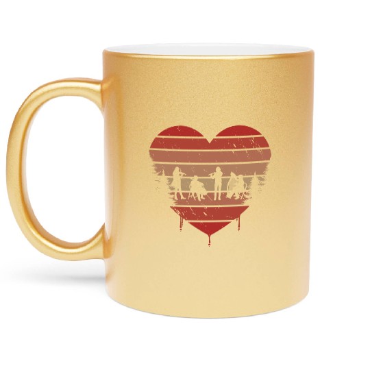 Cute Red Vintage Heart Orchestra Valentine Day Metallic Mugs